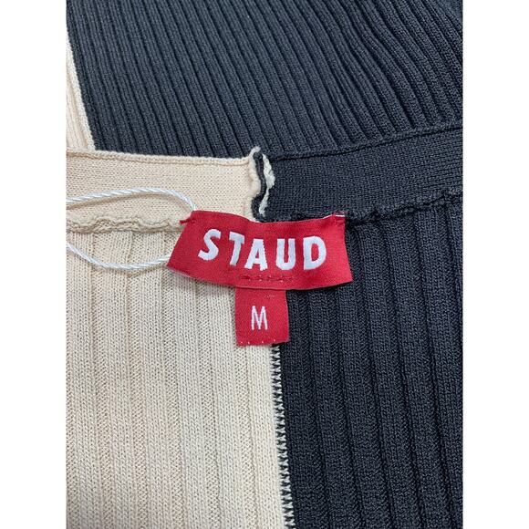 Staud Short Sleeve Black Viscose Cargo Sweater Size M - Picture 4 of 5